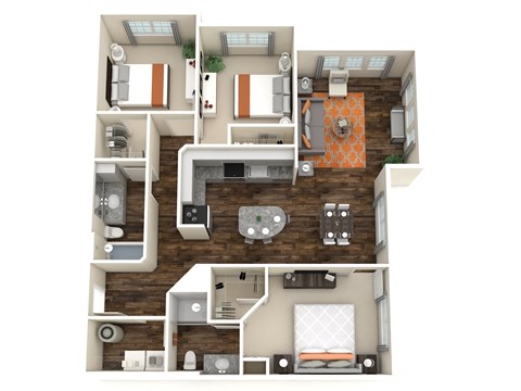 C2 Floorplan - Three bed two bath